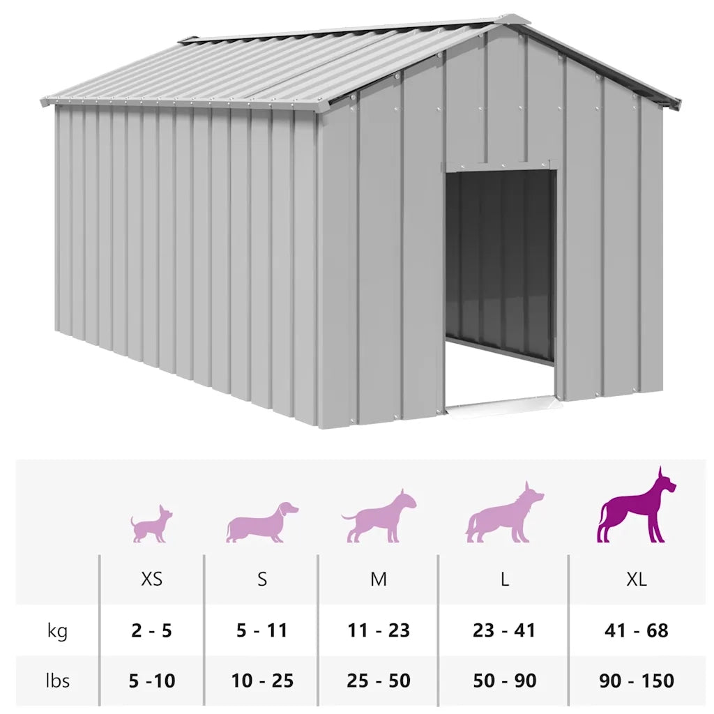 Casetta per Cani con Tetto 114x202x101 cm Acciaio Zincato 4100922