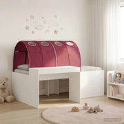 Letto alto per bambini con scrivania Bianco e Rosso