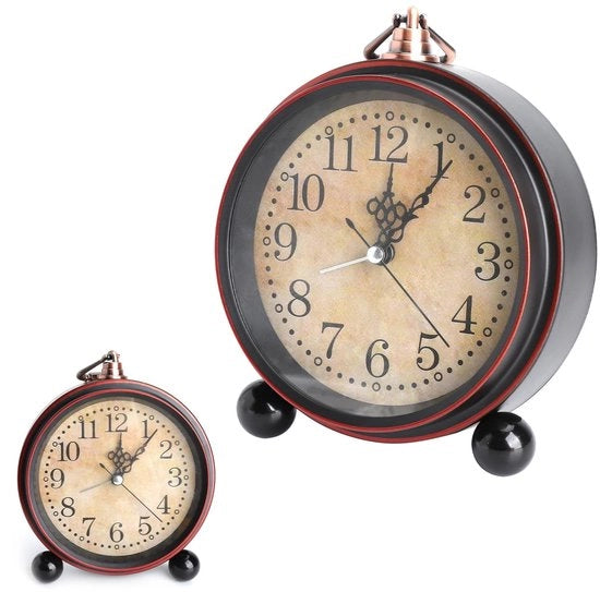 Orologio da Camera Vintage Analogico Piccolo - Silenzioso - Numeri Romani - Batteria Silenziosa - 14 cm - Per Notte/Sala da Pranzo - Orologio da Tavolo