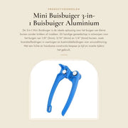 Buisbuiger 3-in-1 - Manuale Leggero - Lega di Alluminio - Per Tubi da 1/8", 3/16", 1/4" - Biege senza Curvatura - Regolabile da 45˚ a 90˚ - Tubenbender