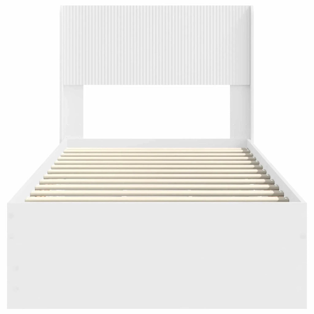 Struttura del letto con stoccaggio e testata Bianco 75 x 190 cm 3414347