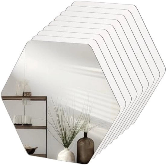 Set di 9 Tessere a Sei Facce - Decorazione per Parete DIY con Riflessione HD