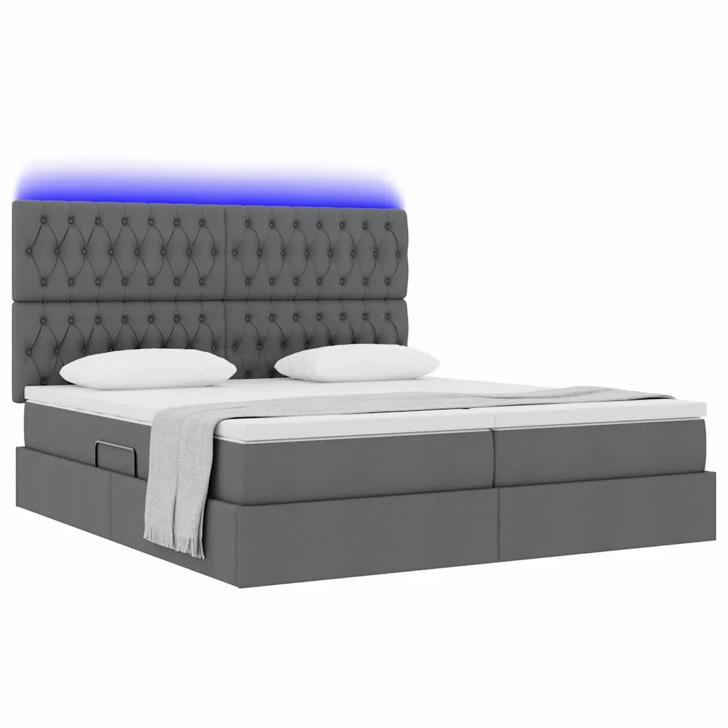 Letto con strisce LED Grigio scuro 180 x 200 cm Tessuto 3372846