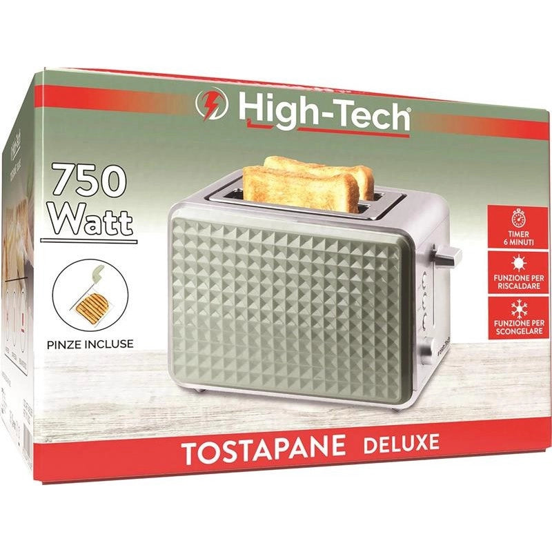 HIGH-TECH TOSTAPANE DA 750 WATT IN ACCIAIO E FINITURE VERDI