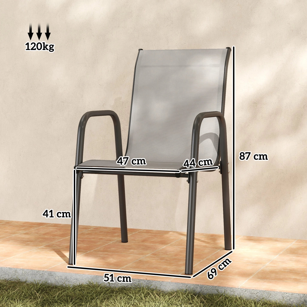 Sedia da giardino esterna impilabile con braccioli ¨C zephmum ¨C grigio
