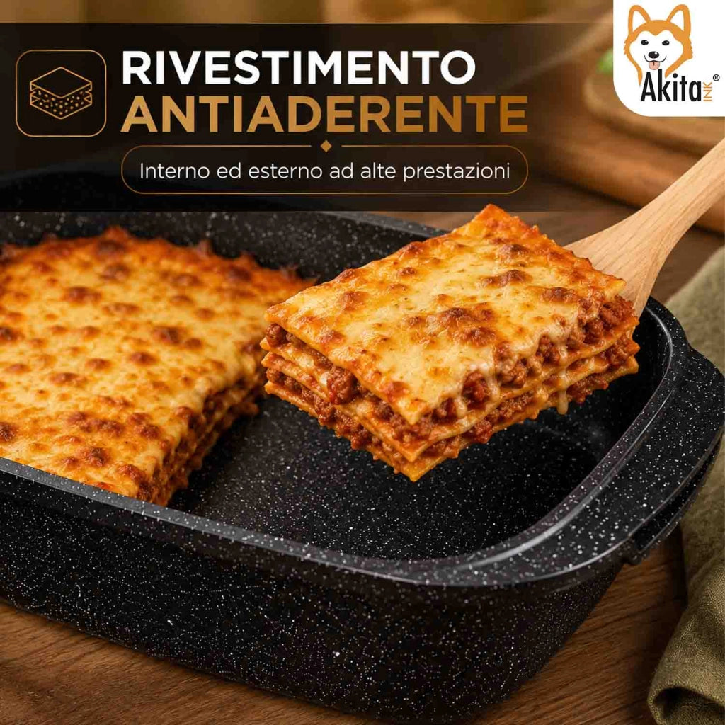 Akitaink Rostiera con Coperchio in Vetro 32,5x21 cm Antiaderente