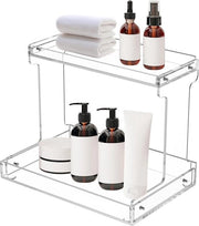 Organizzatore di cosmetici a 2 trappi per la stanza da bagno - panno profumato trasparente - organizzatore di cosmetici con ripiano per spezie - mensole per vetrina - pannelli per stanza da letto e bagno