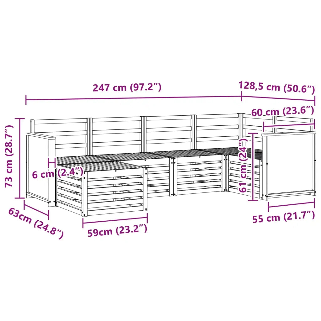 Set divano sezionale 5 pcs Naturale Legno di Acacia Massello 3384550