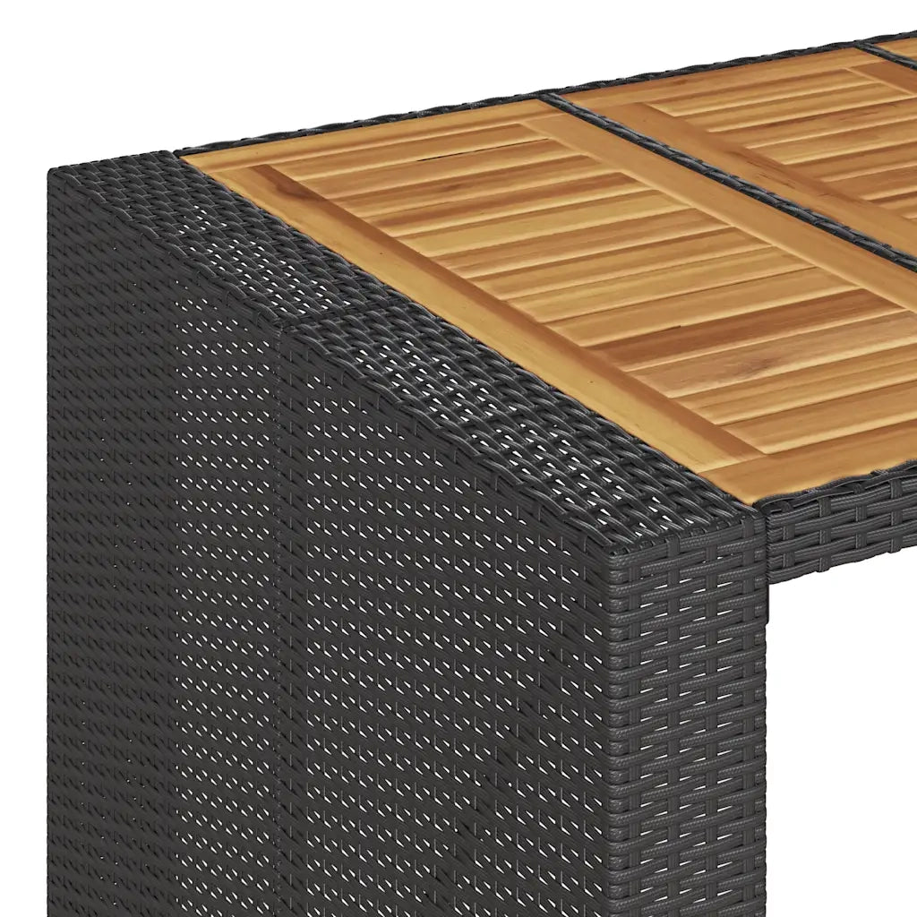 Set Bar da Giardino 3 pz con Cuscini Nero in Polyrattan Acacia 3328895