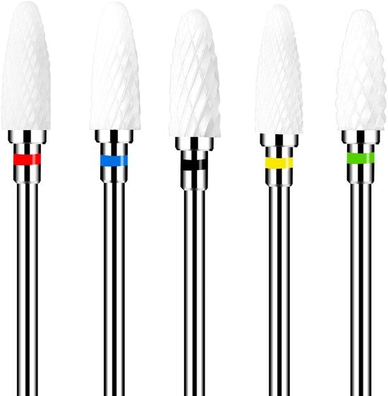 Kit di punte a martello 5 pezzi - Punte ceramiche professionali - Forma a mais - Acciaio inossidabile - Utile per la lisciatura - Lunghezza 5 cm - Punte a martello