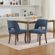 Sedia da pranzo in legno set di 2 - Zephmum- Moderna imbottita in tessuto blu