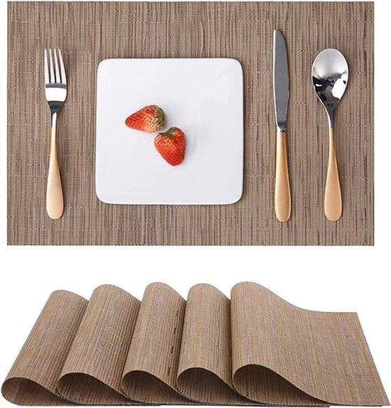 Set di piatti per tavola da 6, piatti per tavola in vinile tessuti lavabili termoresistenti antiscivolo adatto per cucina famiglia ristorante caffetteria