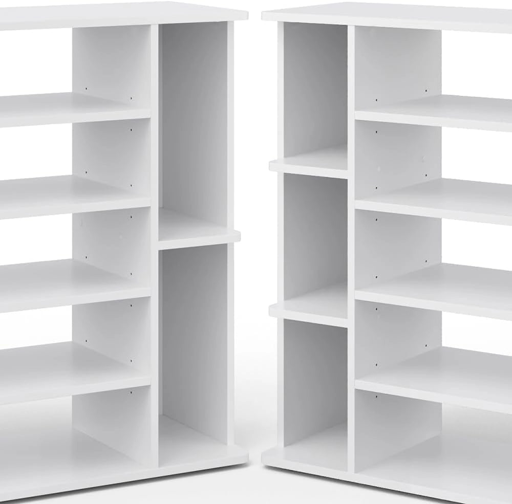 Scarpiera Levin, Bianco, 116.2 x 87.4 cm, per la conservazione delle scarpe con ripiani facilmente accessibili