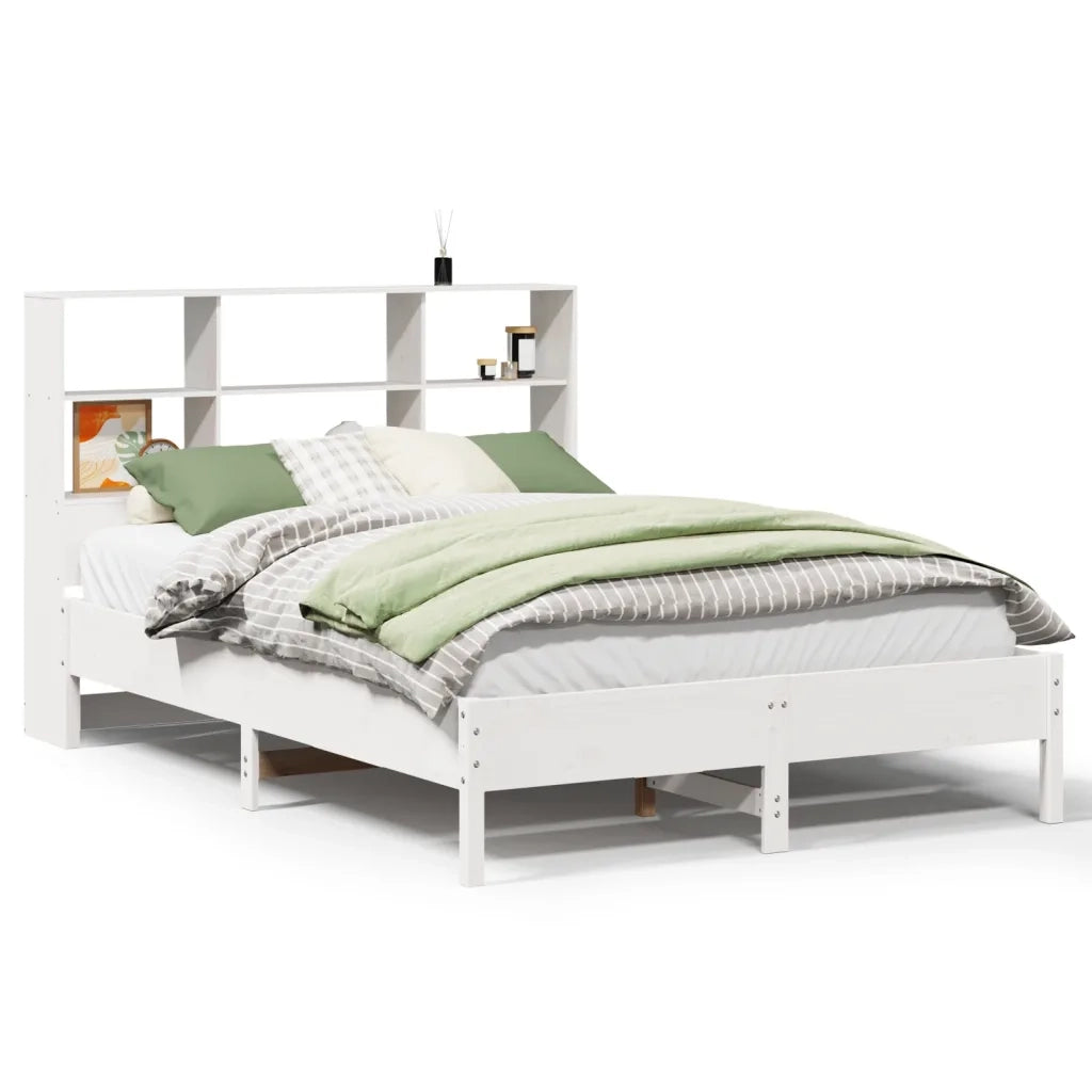 Letto Libreria senza Materasso Bianco 140x200 cm Legno di Pino 3322871