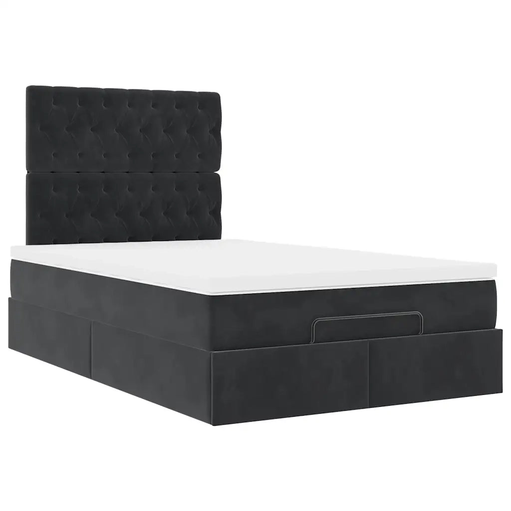 Struttura Letto Pouf con Materasso Nero 120x190 cm in Tessuto 3314074