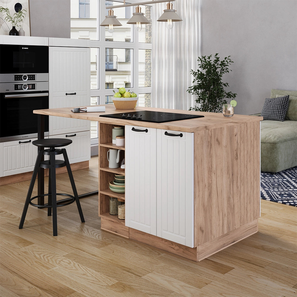 Vicco isola cucina Bianco casa di campagna 90 cm con cassetto, senza piano di lavoro