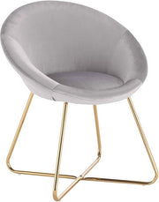 Sedile per visitatori Leri - Sedile da pranzo - Tela di velluto chiaro - Supporti metallici - Set da 1 - Altezza del sedile 44 cm - Deluxe