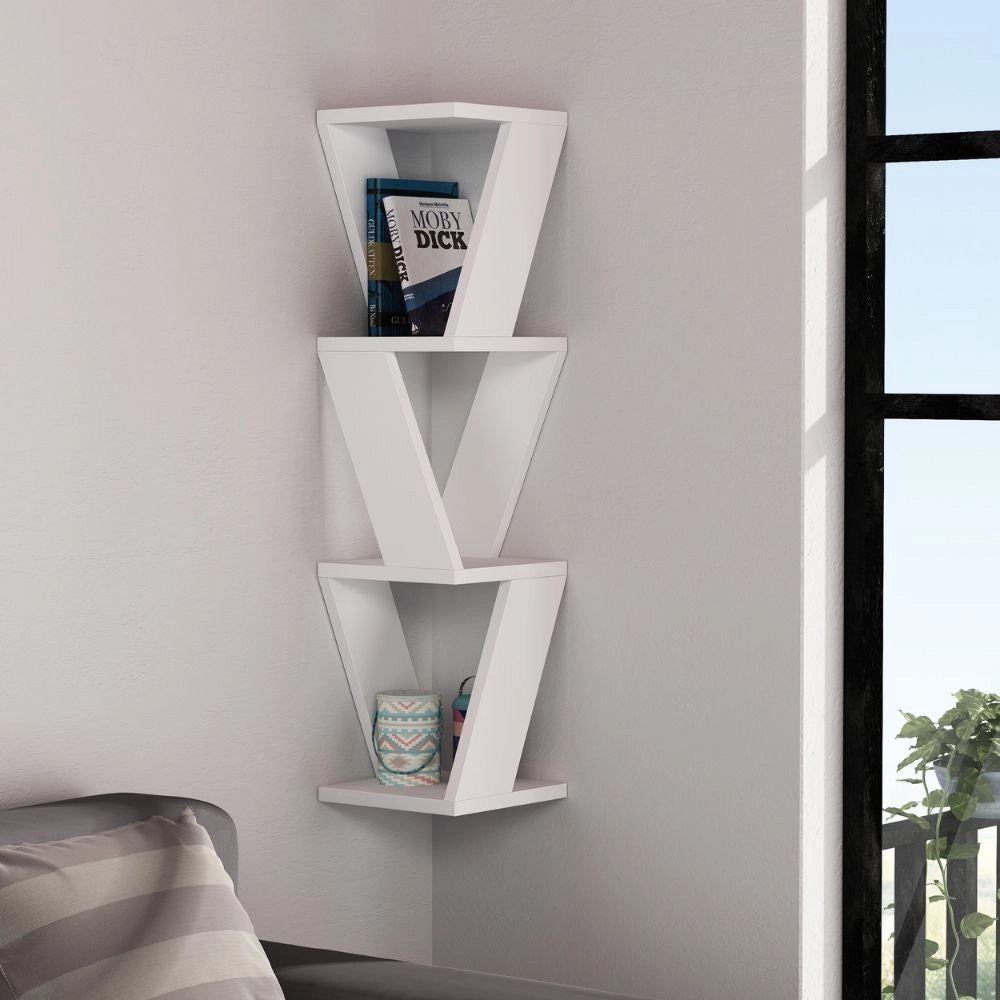 Libreria angolare bianca 22x22x85 cm