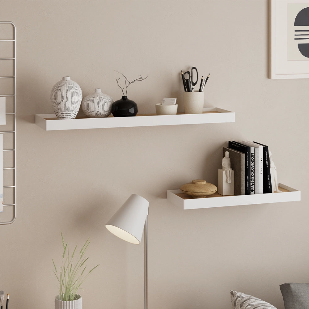 Vicco Scaffale a muro Bianco/quercia 60 x 3 cm Set di 2