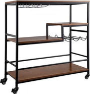 Carrello da Bar - 90 x 40 x 95 cm Trolley per Bevande - 4 Ruote Universali e 100 kg di Capacità di Carico