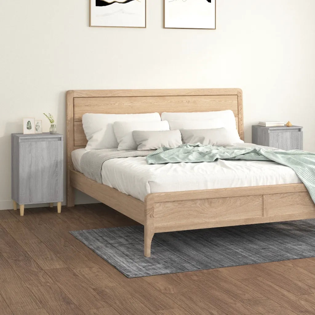 Comodini 2 pz-Set di 2 Tavolino da notte Grigio Sonoma 40x35x70 cm in Legno Multistrato