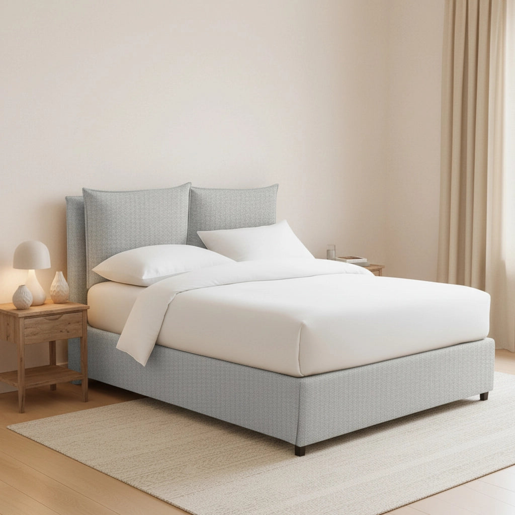 Falmouth, Letto Piazza e Mezza Sfoderabile Made in Italy, Grigio Chiaro