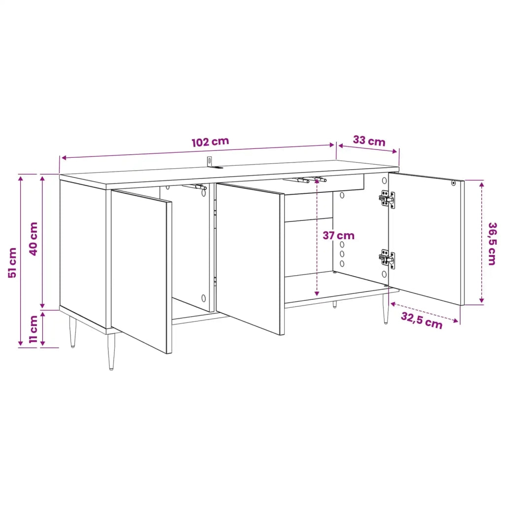 Mobile TV ZAANDAM 102 x 33 x 51 cm Rovere Nero 8007100