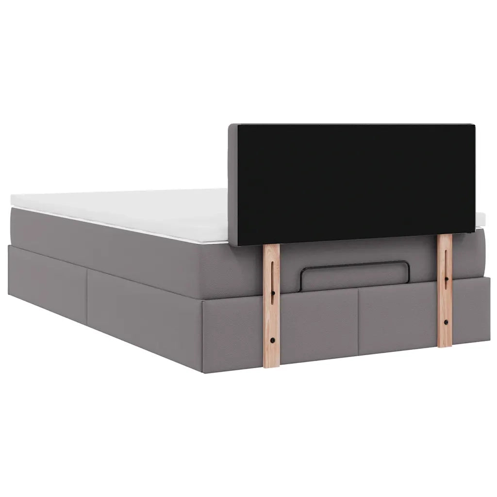 Struttura Letto Pouf con Materasso Grigio 120x200 cm Similpelle 3312150