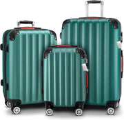 ® Set di Valigie 3 Pezzi con Lucchetto Organizer Cinghia Maniglie Ruote Doppie Piedi Trolley Rigido M-L-XL