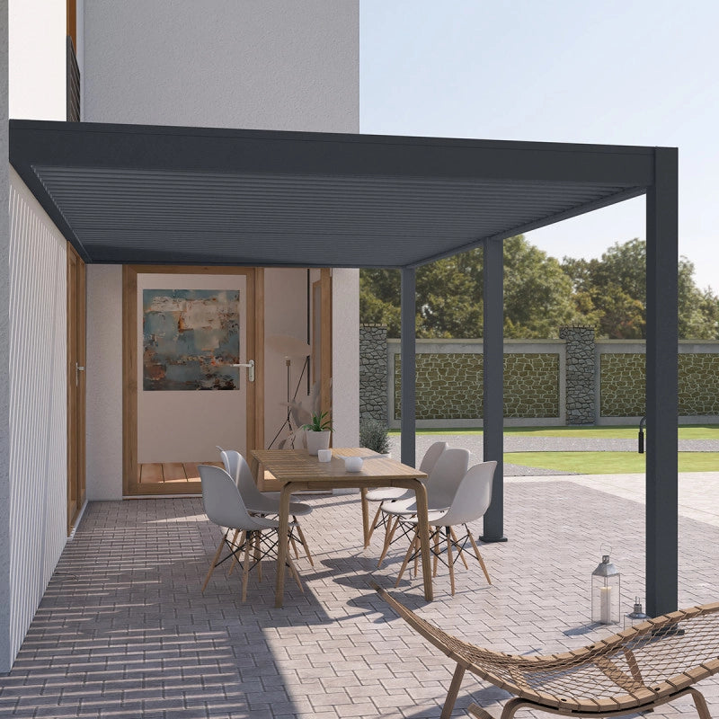 Pergola bioclimatica Ombréa adossata VS 3x6M Anthracite + 2 tende