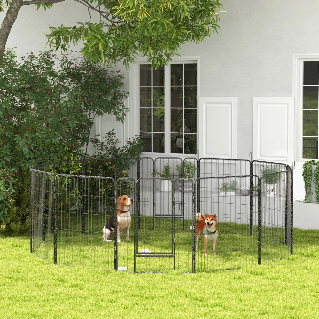 Recinto per Cani Modulabile a 12 Pannelli ¨C Zephmum ¨C Grigio 80x100 cm Pieghevole