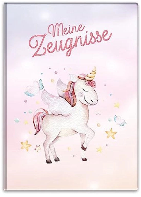 Certificato map con tema DIN A4 per documenti di certificazione - per bambini ragazzi studenti ragazze (unicornio)