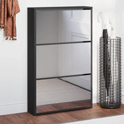 Scarpiera con Specchio a 3 Livelli Nera 63x17x102,5 cmcod mxl 129655
