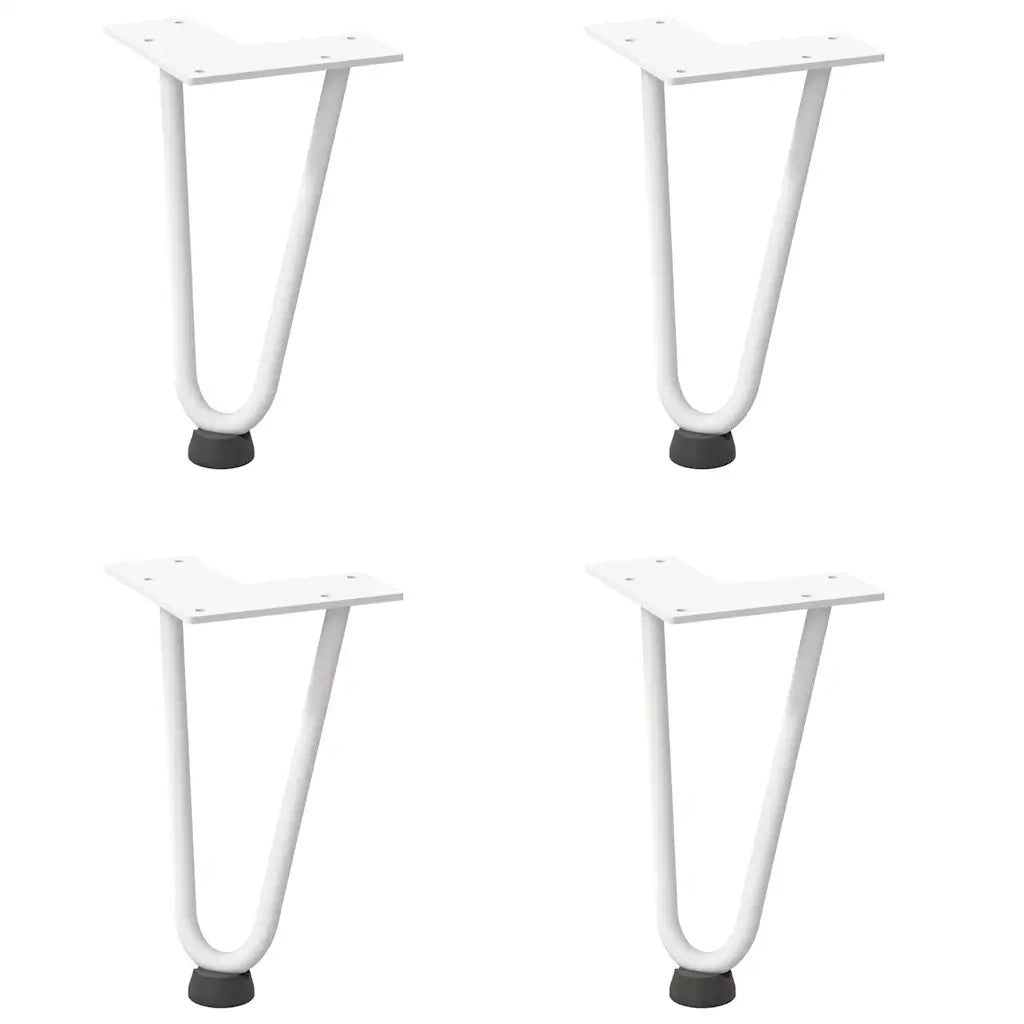 Gambe a forcina per tavolino 4 pz bianche 20 cm in acciaio massiccio