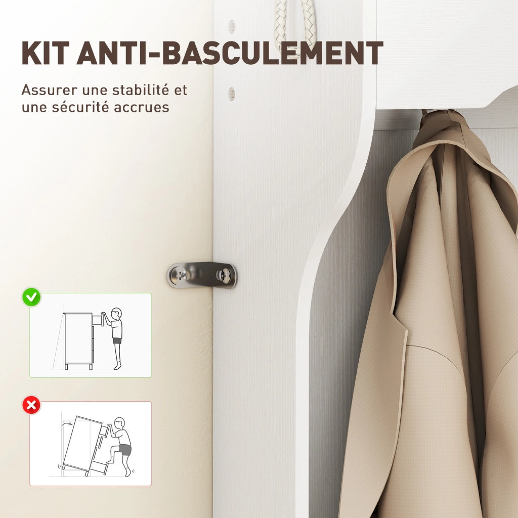 Banca Ingresso con Scarpiera e Appendiabiti ¨C Zephmum ¨C Bianco 80x40x100 cm
