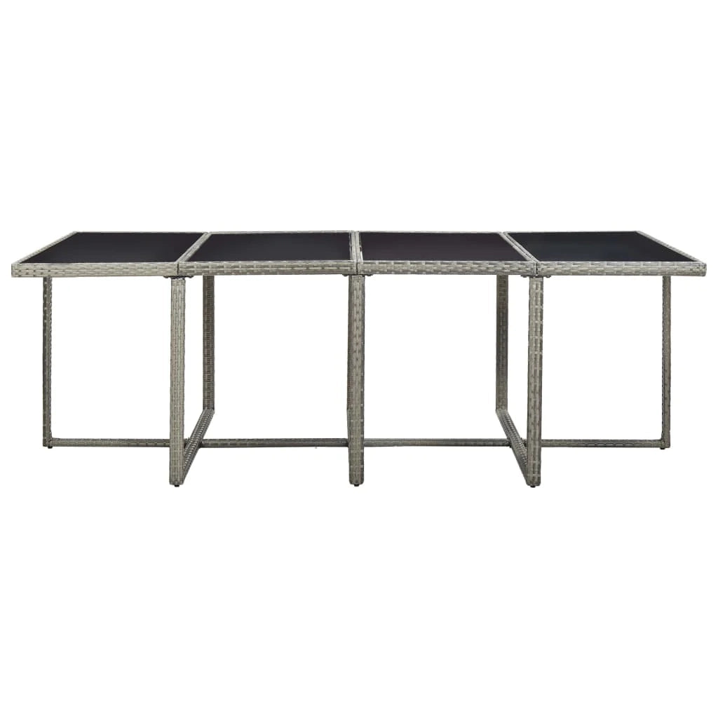 Set da pranzo da giardino da 13 pezzi e cuscini in resina intrecciata grigia 02_0014747