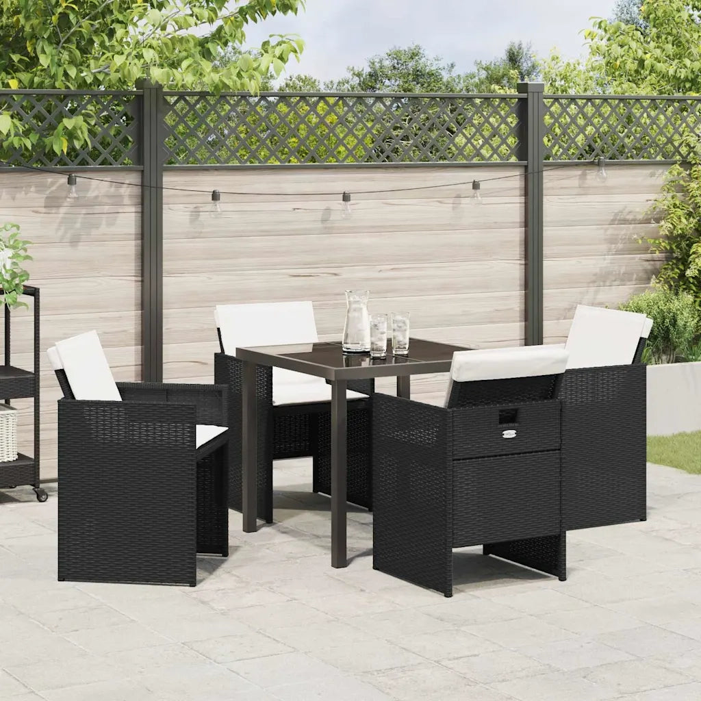 Set da Pranzo per Giardino 5 pcs Nero polyrattan 3380589
