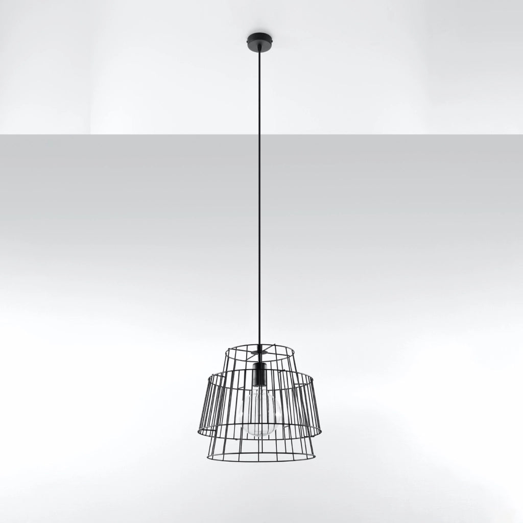 Lampada a sospensione PORTAL nera metallo E27 Pure Lume