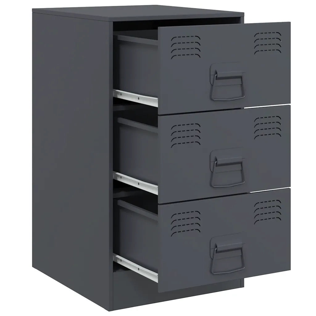 Set di 2 Comodini | Armadio da Notte | Mobiletto da notte Antracite 34,5x39x62 cm in Acciaio