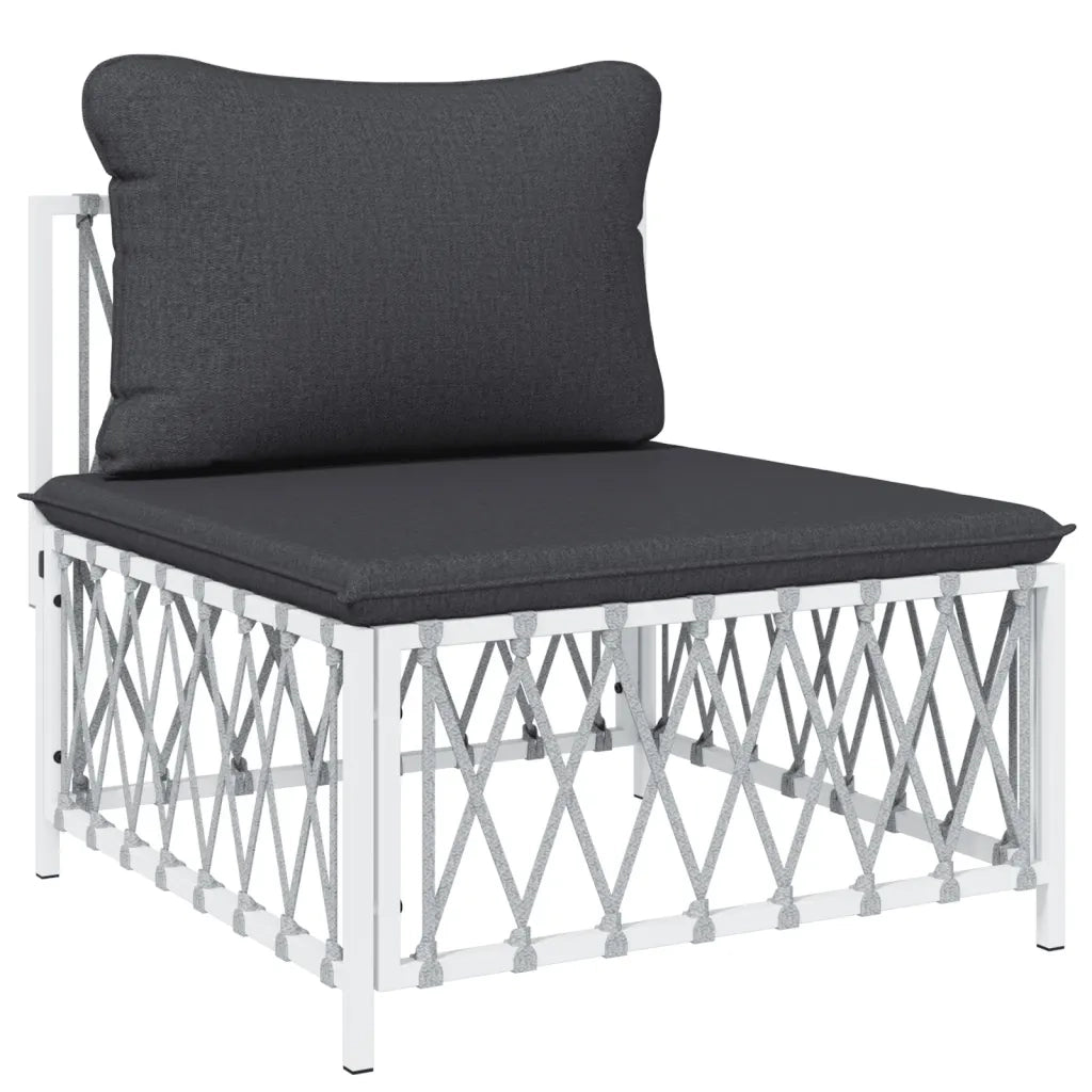 Set Salotto da Giardino 4 pz con Cuscini in Acciaio Bianco 3186868