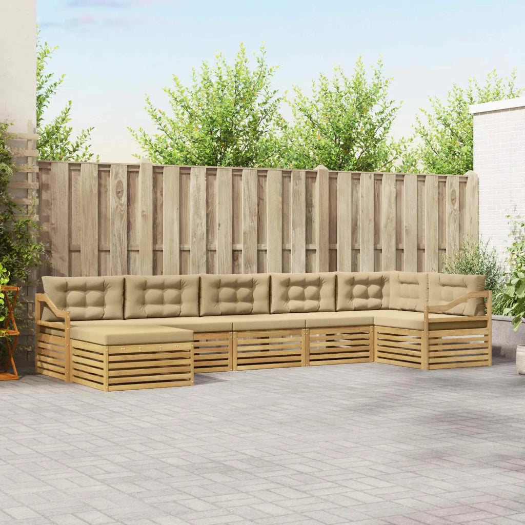 Set di divani da esterno 7 pcs Bianco e Beige