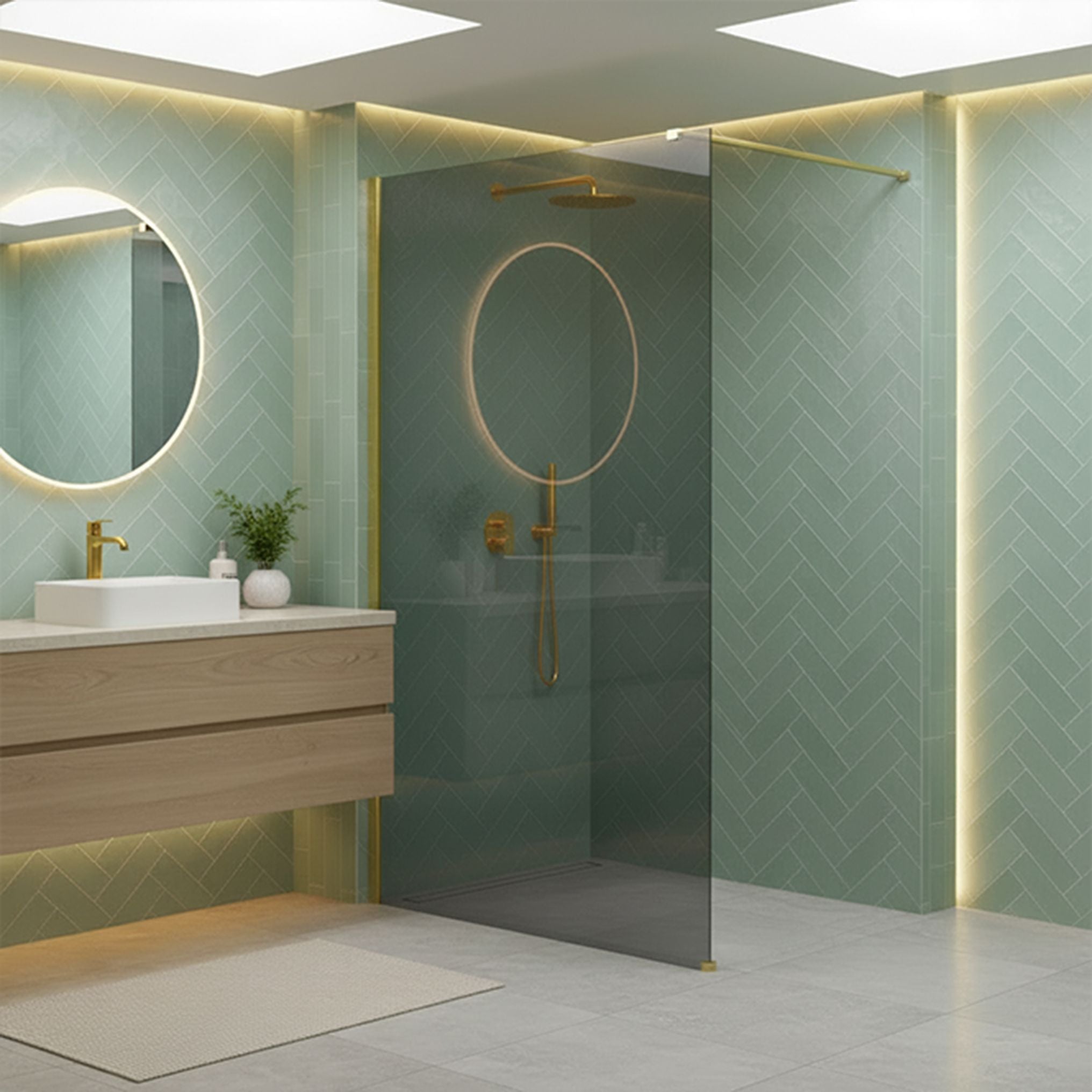 Parete Doccia Rea Flexi Grey / Gold 100