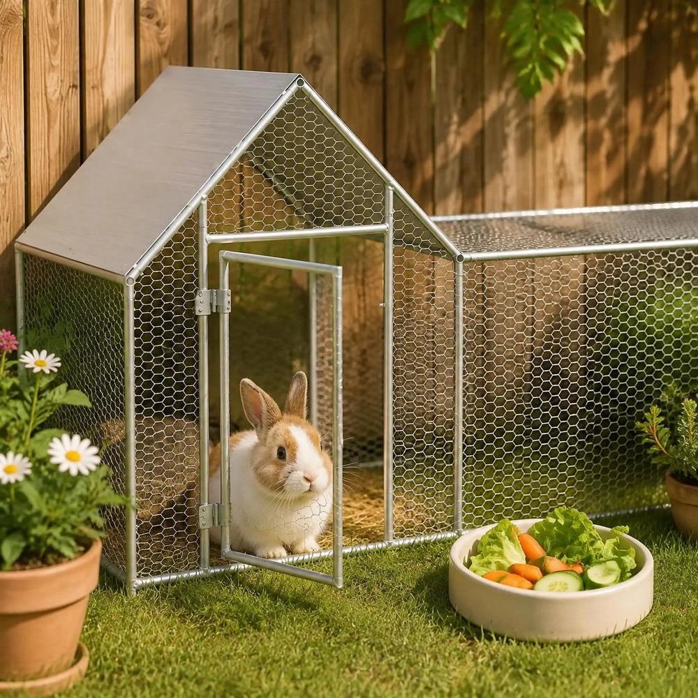 Chicken Coop 3x1x1.5 M Galvanized Steel