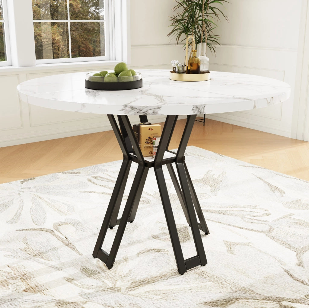 Tavolo da pranzo 100x100x76 cm con piedini regolabili; MDF e metallo nero