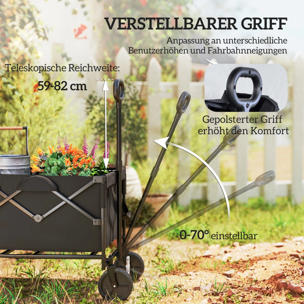 Carrello da giardino pieghevole con telo estraibile ¨C zephmum ¨C 100 kg, nero