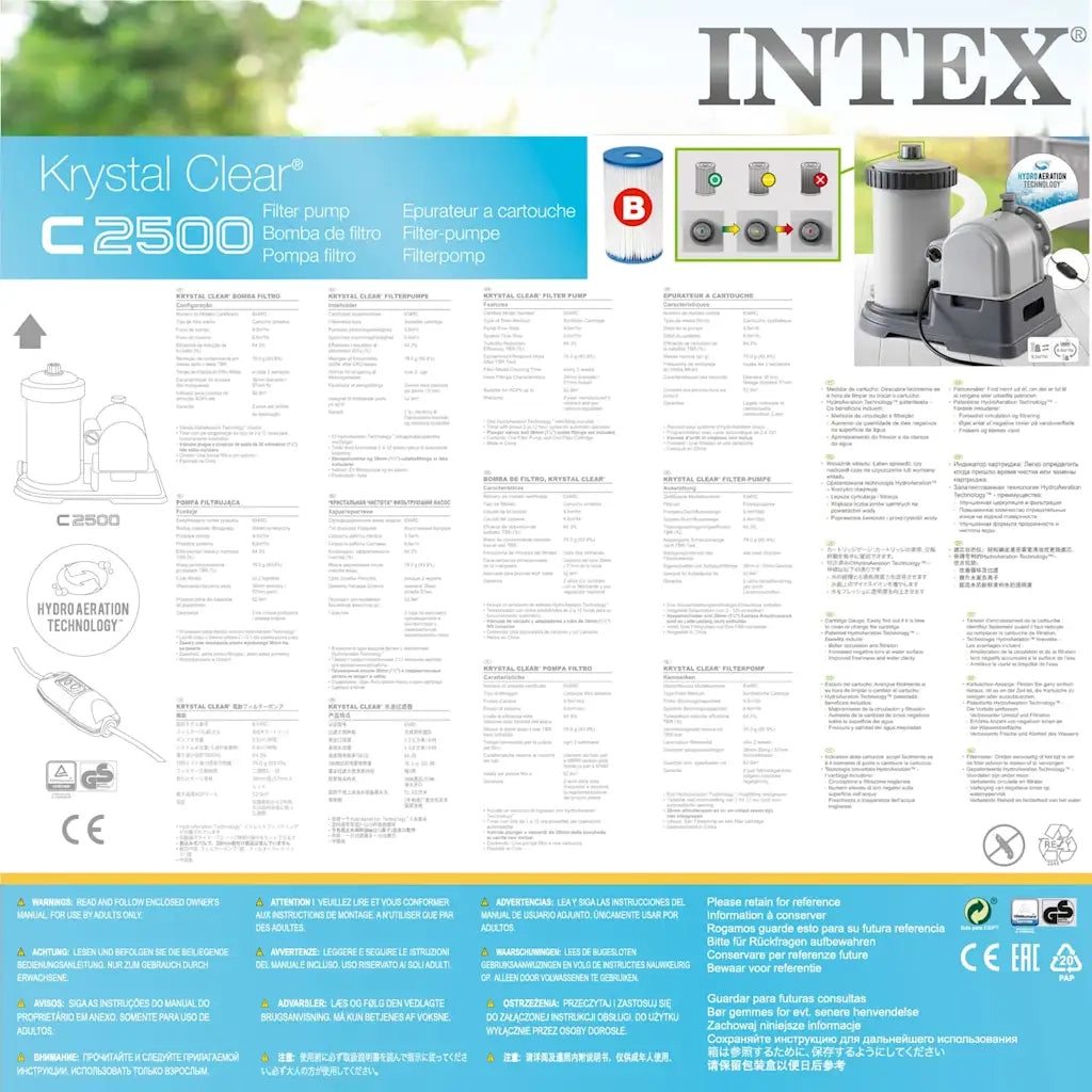 INTEX Pompa con Filtro a Cartuccia 9463 L/h 28634GS 3202769