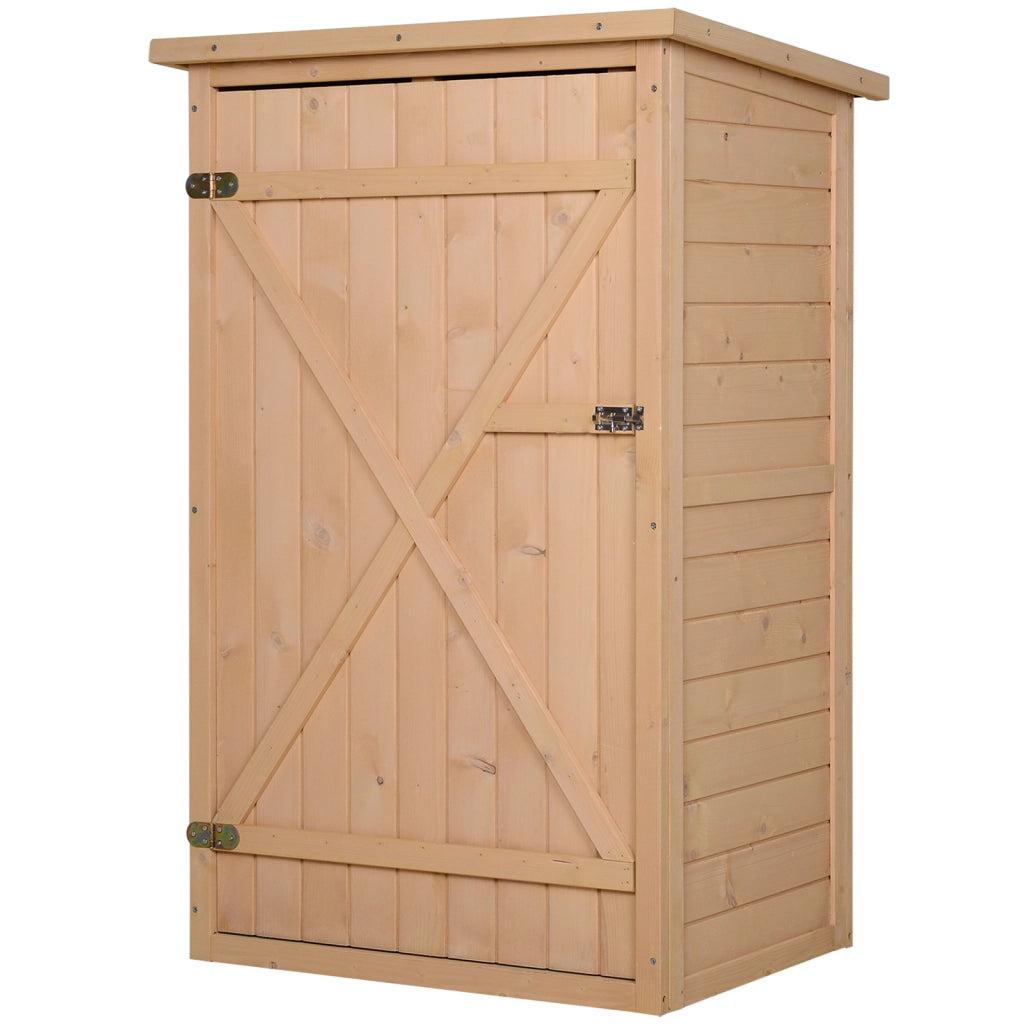 Armadio da giardino compatto con due ripiani e chiusura in legno resistente al clima naturale 75 × 56 × 115 cm