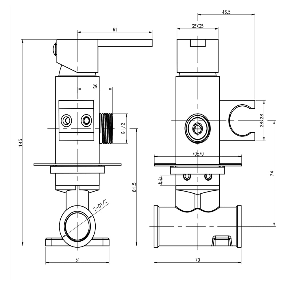 Kit idroscopino acqua calda e fredda shut-off azionamento a leva ottone ogomondo *** finitura- nero quadro, confezione 1