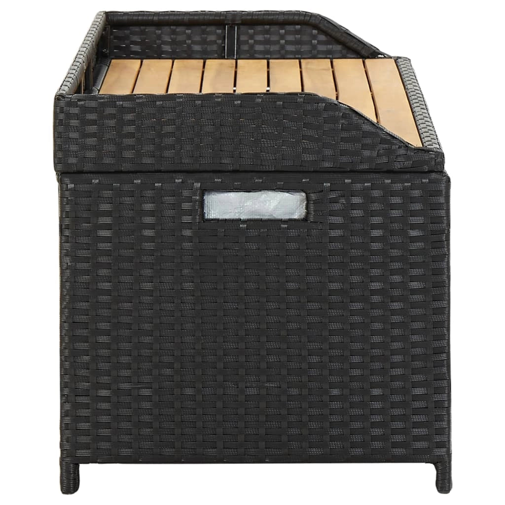 Panca da giardino mobili da esterno per patio contenitore da giardino per terrazza 120 cm resina intrecciata nera 02_0011805