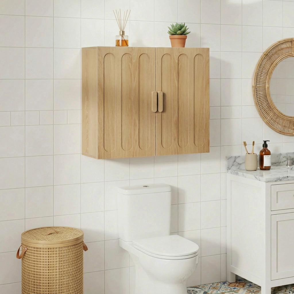 Armadietto Bagno a Parete ¨C MINIMAL ¨C Rovere, Ripiani Regolabili